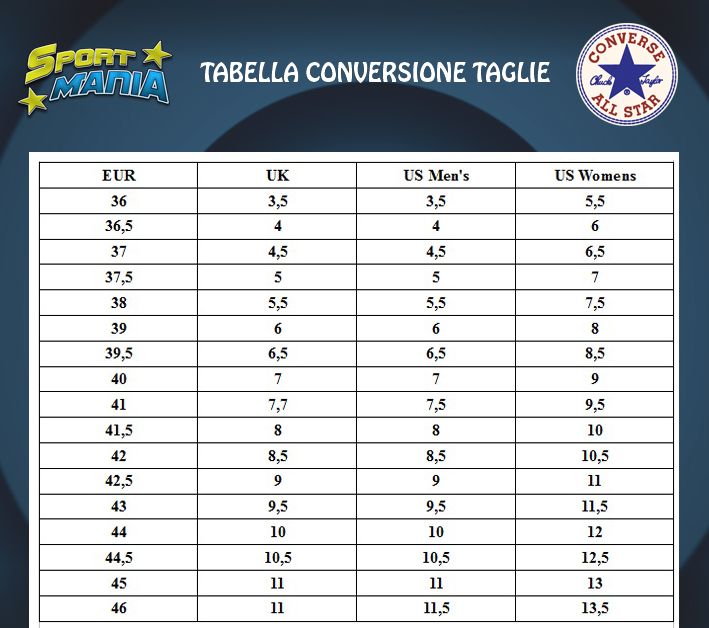 taglie scarpe uk converse 2taglie scarpe uk converse